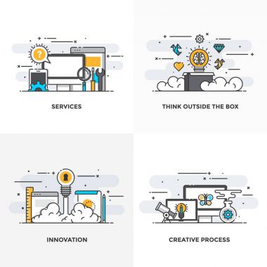 Düz çizgi tasarlanmış kavramlar 5 renkli