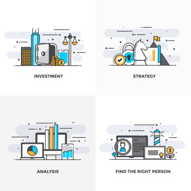 Düz çizgi tasarlanmış kavramlar 7 renkli