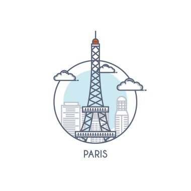 Flat line deisgned icon - Paris clipart