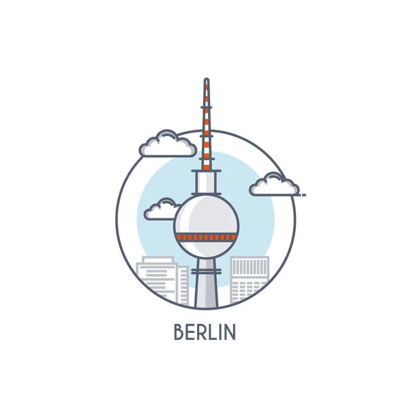 Flache Linie deisgned icon - berlin — Stockvektor