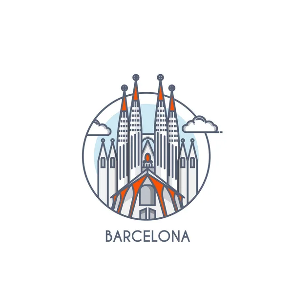 Ícone de linha plana decorado - Barcelona — Vetor de Stock