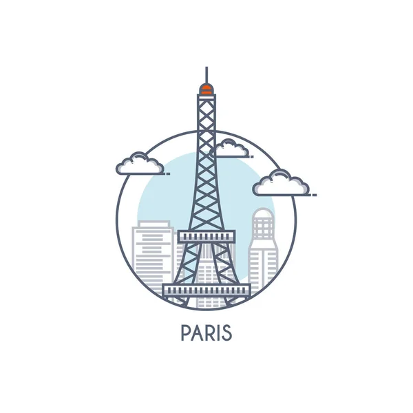 Flat line deisgned icon - Paris — Stock Vector