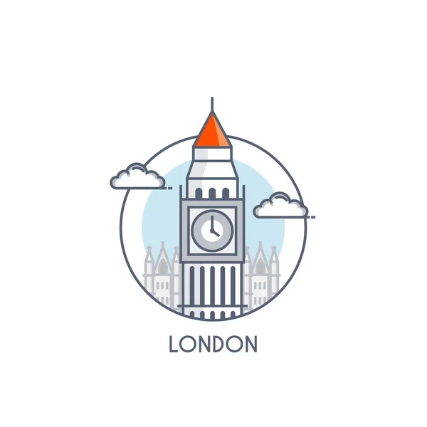 Platte lijn deisgned icon - Londen — Stockvector