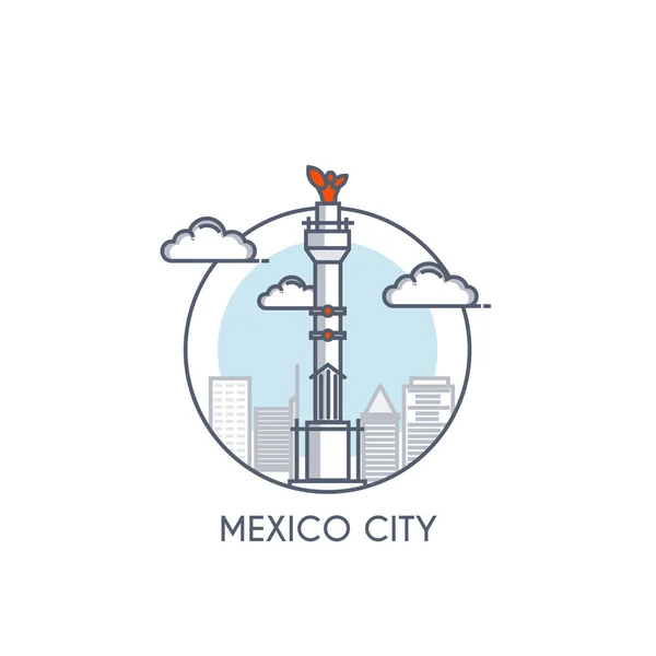 Flat line deisgned icon - Mexico City — Stock Vector