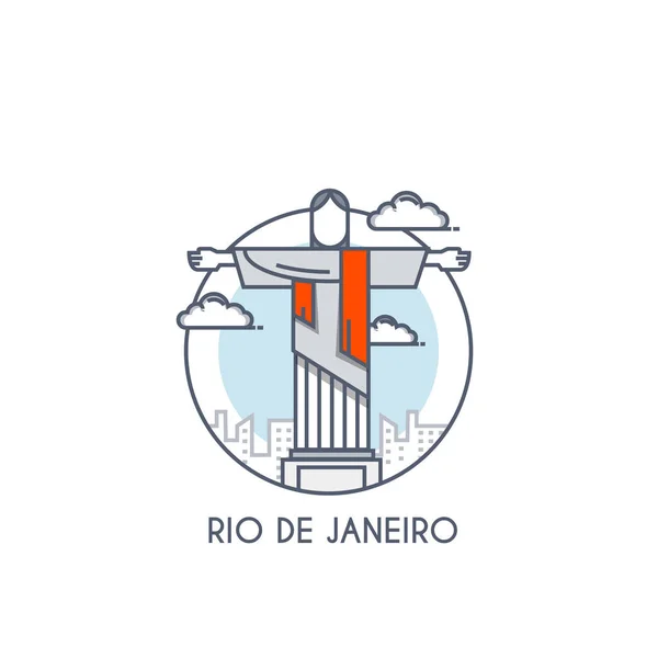 Flache Linie deisgned icon - rio de janeiro — Stockvektor