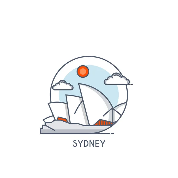 Ícone decorado de linha plana - Sydney — Vetor de Stock