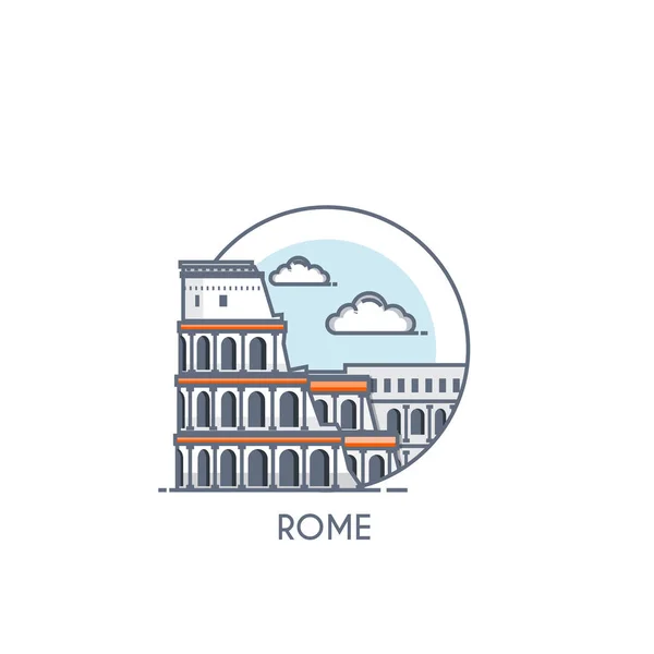 Platte lijn deisgned icon - Rome — Stockvector