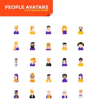 Modern malzeme düz tasarım simgeler - insanların avatarları