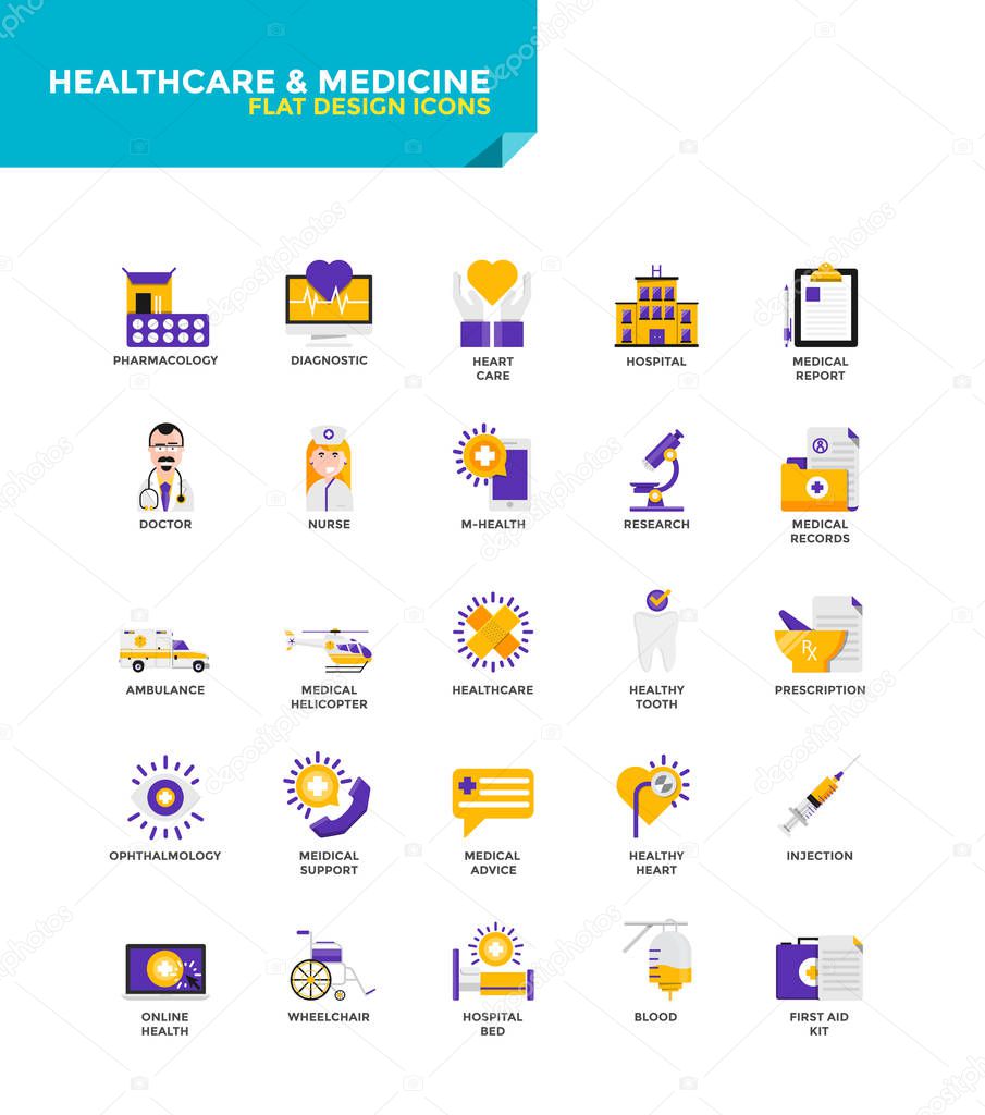 Modern material Flat design icons - Healthcare and Medicine