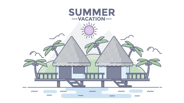 Flat Line ontwerp held Image - Beach House — Stockvector