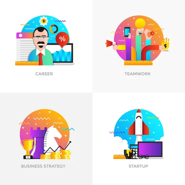 Flat Designed Concepts - Career, Teamwork, Business strategy and — Stock Vector