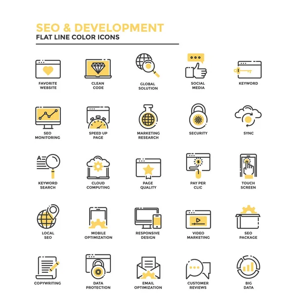 Flat Line  Icons one color - SEO — Stock Vector