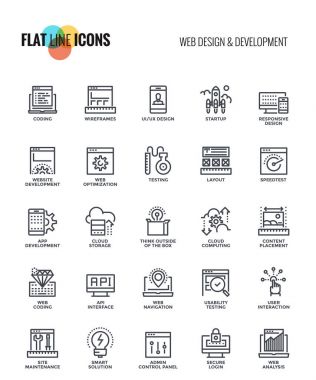 Düz çizgi simgeleri Tasarım-Web Tasarım ve geliştirme