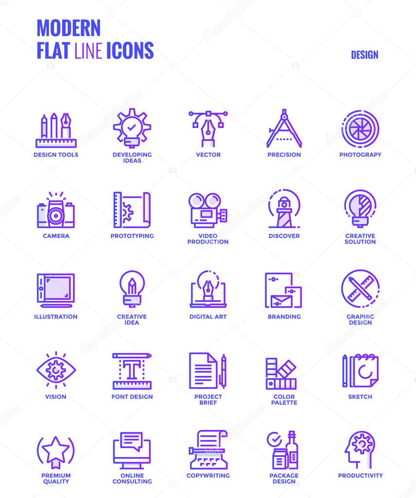 Flat line gradient icons design-Graphic design