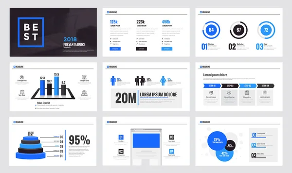 Design de modelo de slide de infográficos 9 — Vetor de Stock