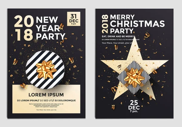 Fiesta de Navidad Flyer Design- diseño dorado 5 — Archivo Imágenes Vectoriales