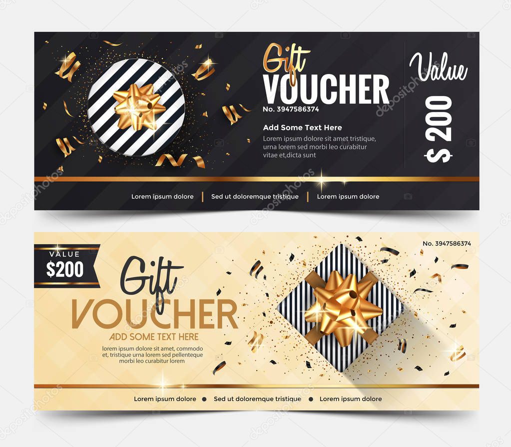 Gift Voucher Template, gift voucher certificate coupon design template,Collection gift certificate business card banner calling card poster.Vector illustration