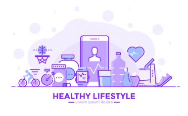 Düz çizgi mor renk Modern kavram illüstrasyon - sağlıklı lif