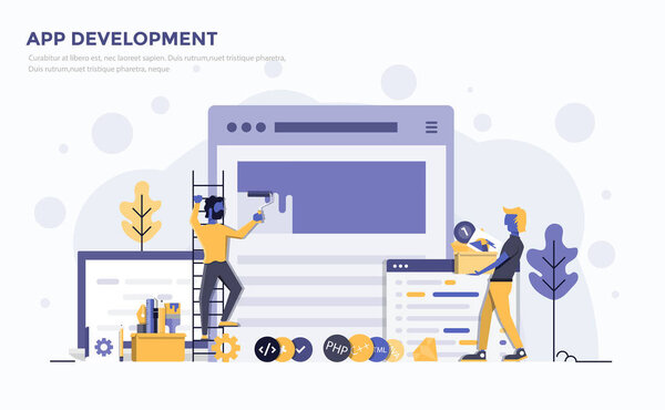 Flat Modern Concept Illustration - App development