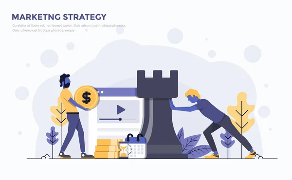 Ilustração de conceito moderno plano - Estratégia de marketing — Vetor de Stock