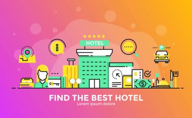 Düz çizgi Modern konsept illüstrasyon - otel