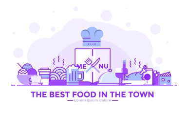 Düz çizgi Modern konsept illüstrasyon - Restoran 