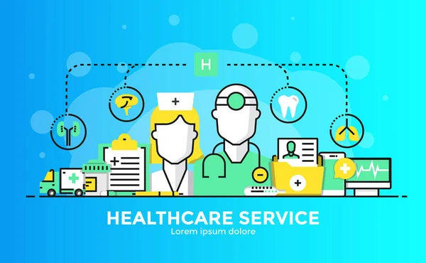 Flat Line Modern Concept Illustration - Healthcare service — Stock Vector