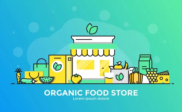 Ilustração de conceito moderno de linha plana - Alimentos orgânicos — Vetor de Stock