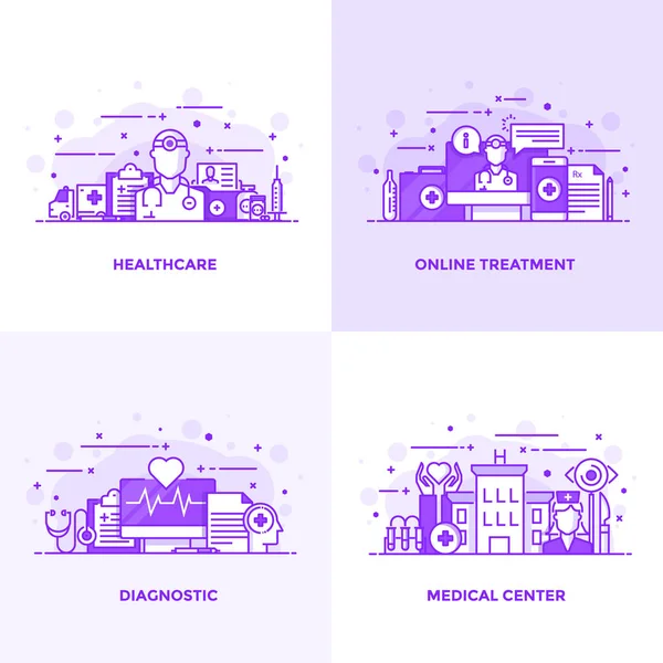 Línea plana Purple Conceptos Diseñados 9 — Vector de stock