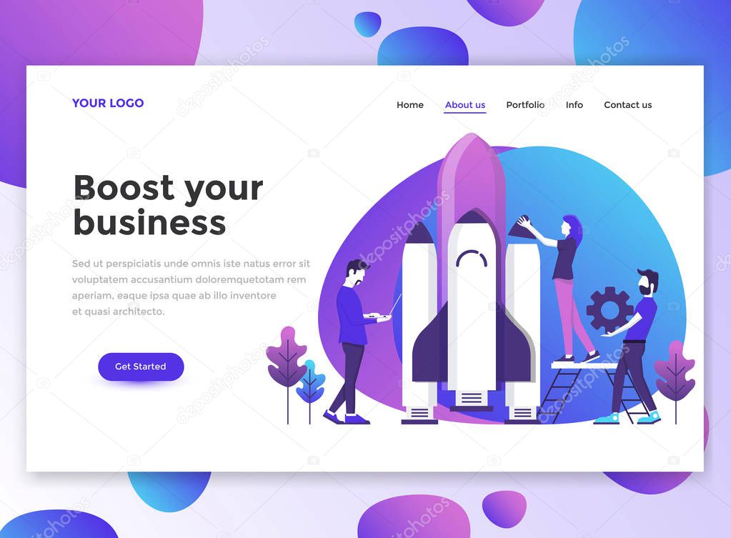 Flat Modern design of wesite template - Business