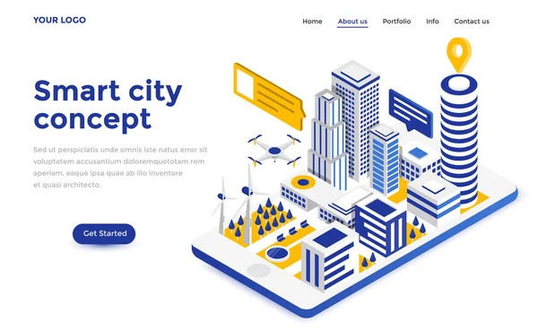 Современная изометрическая концепция иллюстрации - Smart city — стоковый вектор