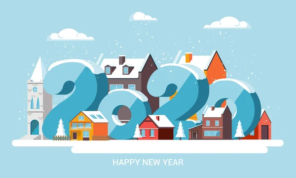Lakástervezés koncepció banner - Boldog új évet — Stock Vector