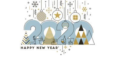 Düz çizgi tasarım konsepti - Mutlu yıllar 2020