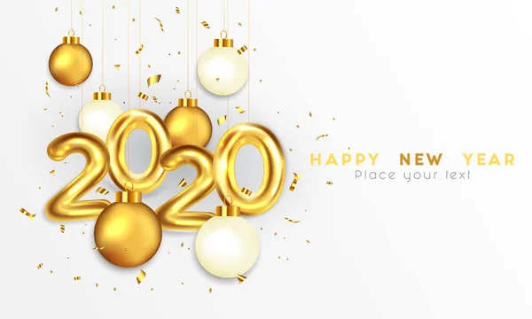 Banner conceito de design plano - Feliz Ano Novo 2020 3 — Vetor de Stock