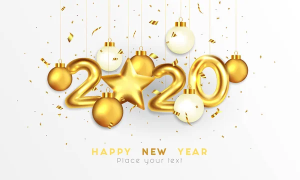 Baner koncepcyjny płaski - Szczęśliwego Nowego Roku 2020 4 — Wektor stockowy