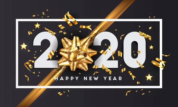 Saluto moderno Felice anno nuovo 2020 — Vettoriale Stock