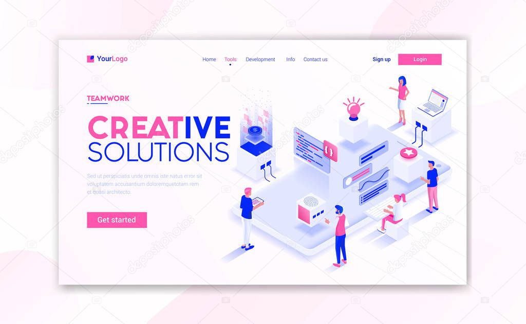 Flat Modern design of website template - Creative Solutions