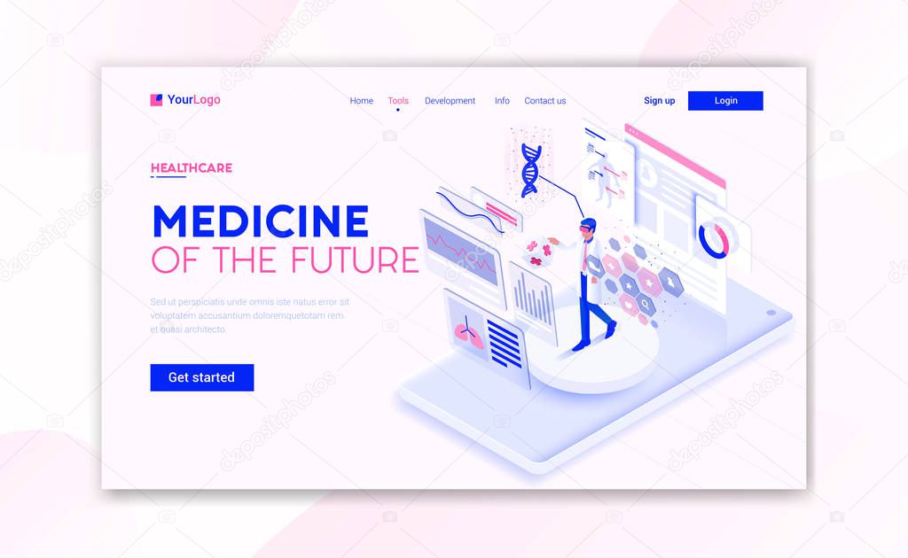 Flat Modern design of website template - Medicine and Healthcare