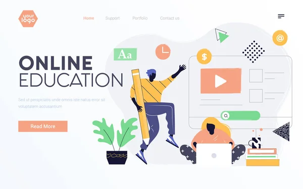 Flat Modern design Illustration av online-utbildning — Stock vektor