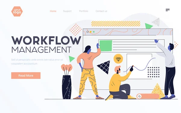 Platt modern design Illustration av Workflow Management — Stock vektor