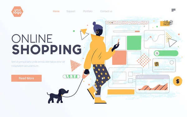 Plat modern design illustratie van online winkelen — Stockvector