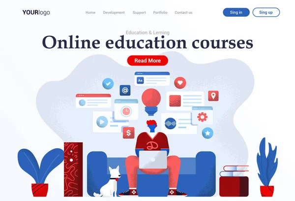 Design moderno e plano Ilustração da educação online — Vetor de Stock