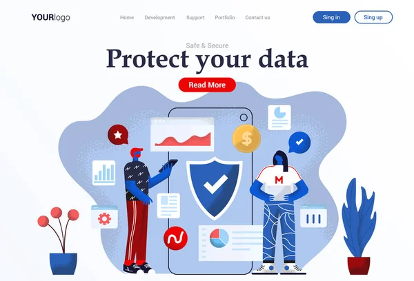 Diseño moderno plano Ilustración de Data Protect — Vector de stock
