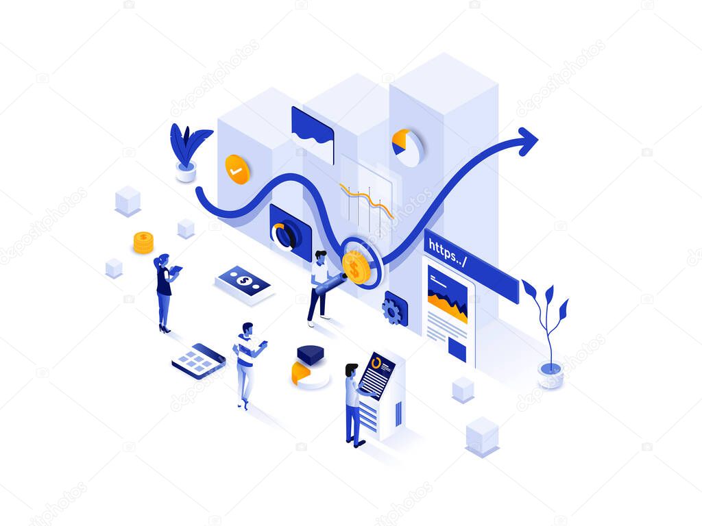 Modern flat design isometric illustration of Investment Solution. Can be used for website and mobile website or Landing page. Easy to edit and customize. Vector illustration