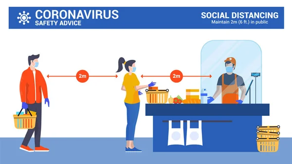 Social Distansering Och Coronavirus Covid Prevention Håll Avstånd Det Offentliga — Stock vektor