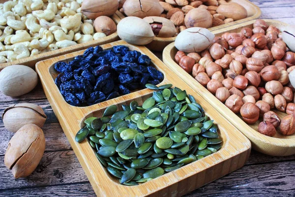 Sunflower Seeds Nuts Raisins Breakfast — Stock Photo, Image
