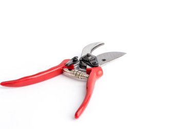 beyaz zemin üzerine kırmızı Bahçe budayıcı