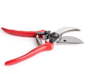 beyaz zemin üzerine kırmızı Bahçe budayıcı