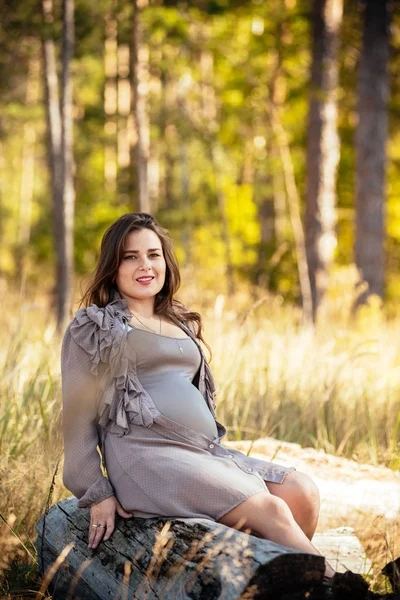 şık bir dre içinde güzel bir genç hamile kız portresi