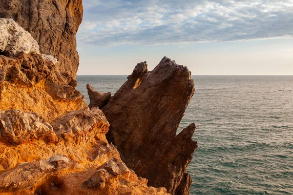 Панорамный Вид Море Скалу Гору Черном Море Пейзаж Прибрежные Путешествия — стоковое фото